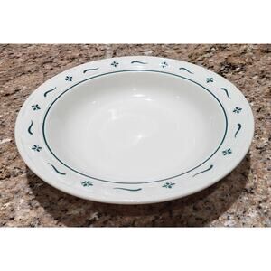 Longaberger Green Woven Traditions Pottery 12" Pasta/Serving Bowl EUC